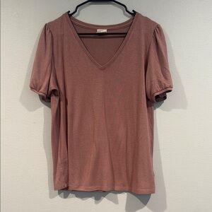 Mod Ref Dusty Pink Top with Puffed Sleeves - Size Large